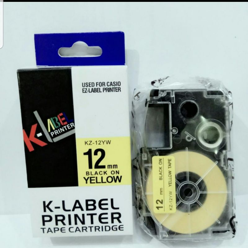 

K-label printer casio 12 mm Black on Yellow tape KZ-12YW