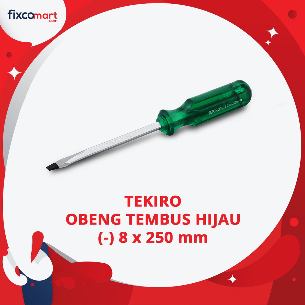 Tekiro Obeng Tembus Hijau (-) 8 X 250 Mm / Tekiro Obeng Go Thru