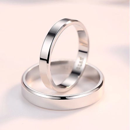 Cincin titanium polos pria wanita stainless steel