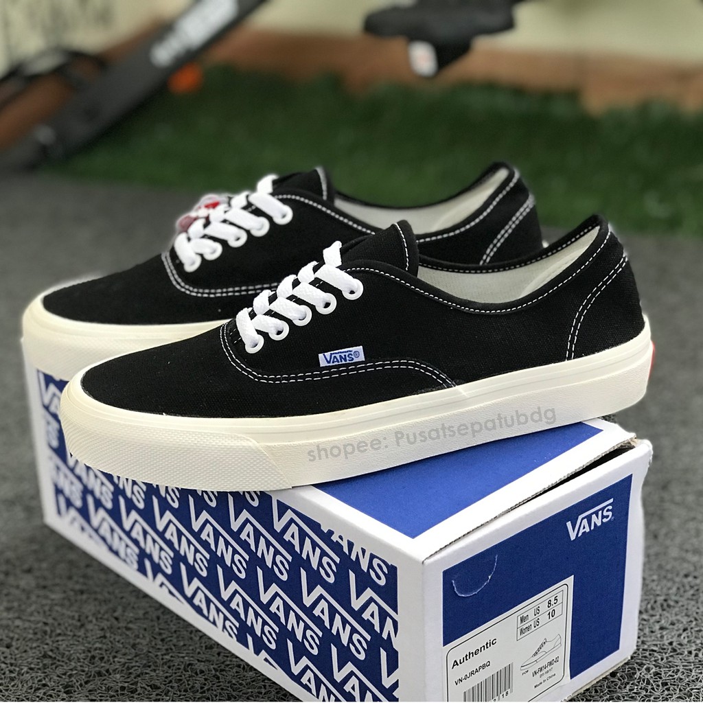 VANS AUTHENTIC LX OG BLACK WHITE SEPATU PRIA SNEAKERS