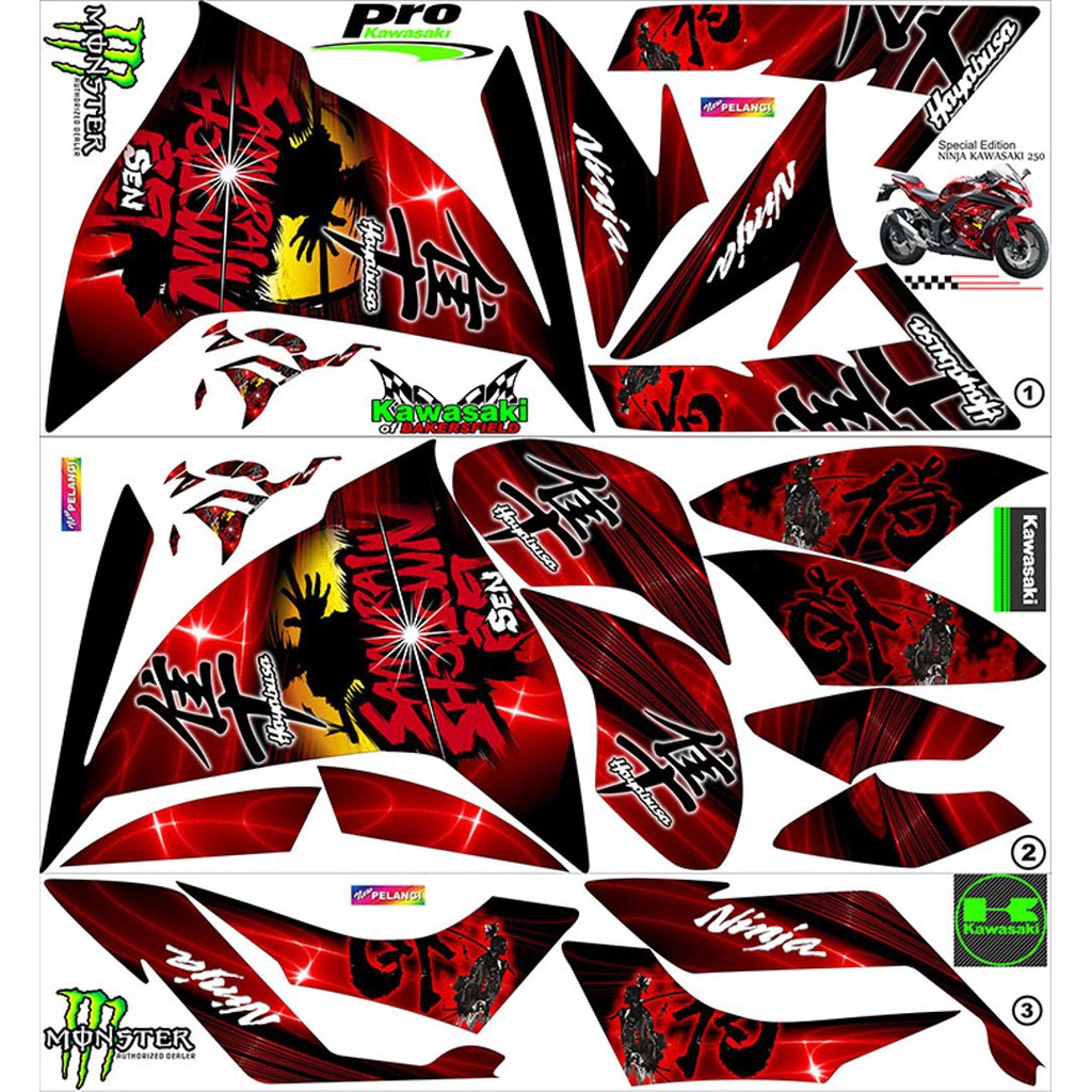 Decal Ninja 250 Fi Merah - kuning  Terlaris