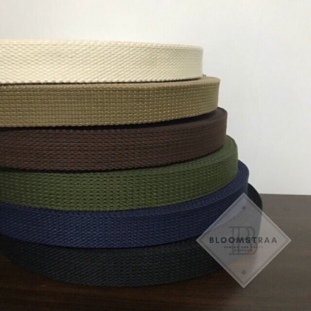 Webbing Katun 2,5cm (5 Meter) 25mm tali tas polycotton webbing handle tas 25 mm lokal