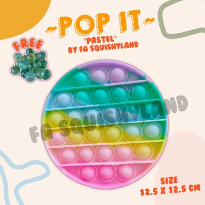 (FREE KELERENG) JUMBO MAINAN POP IT RAINBOW UNICORN-Bulat pastel
