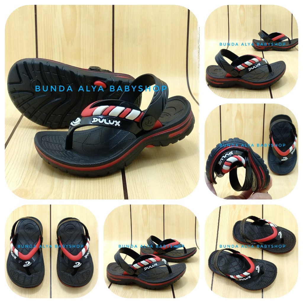 Sendal Anak Laki Jepit Usia 6 - 12 Bulan Karet HITAM Elastis - Sepatu Sandal Jepit Anak Cowok Size 20-21