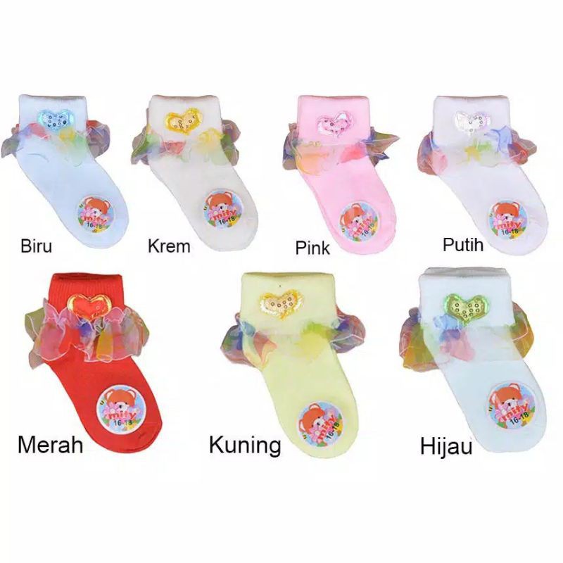 Kaos Kaki Ruffle Renda import (0-12 bulan)