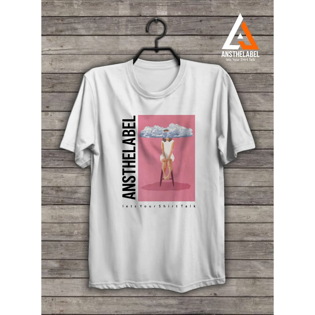KAOS CUSTOM SABLON DTG DESIGN ANSTHELABEL PINK BY ANSTHELABEL