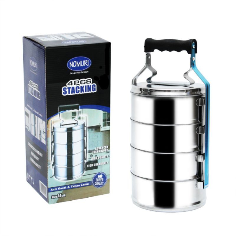 Rantang susun 4 stainless steel Nomuri tersedia 2 size