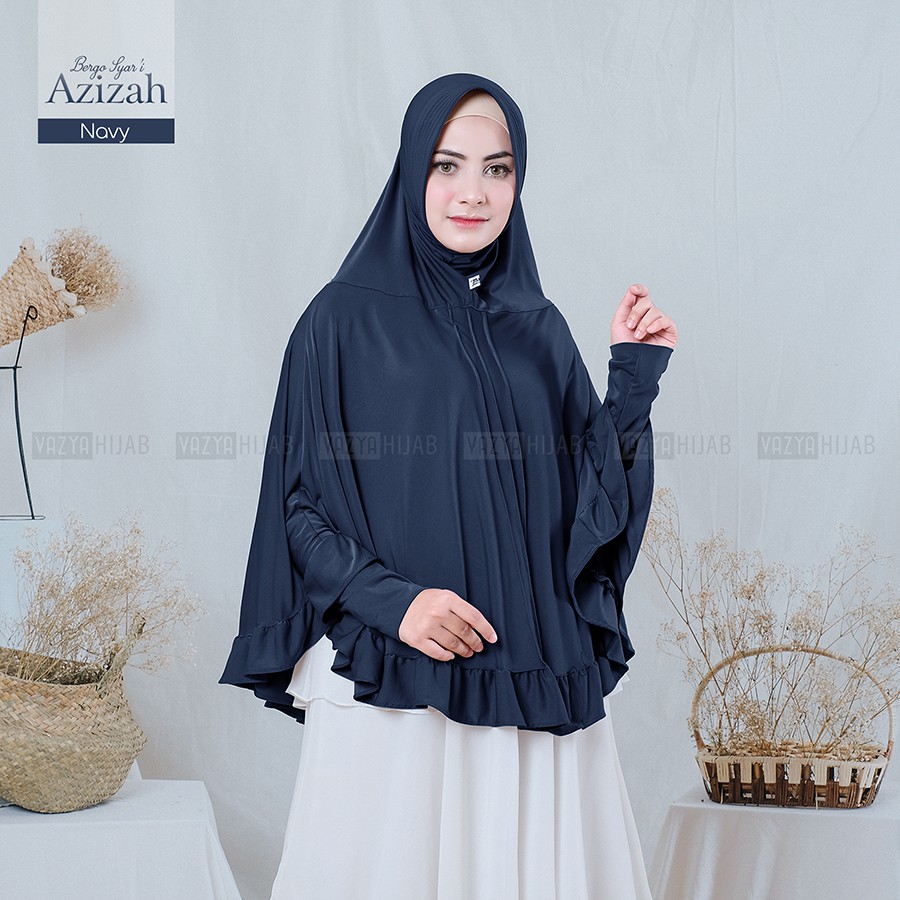 Hijab Bergo Syari Azizah Dengan Lengan Jersey Zoya Antem
