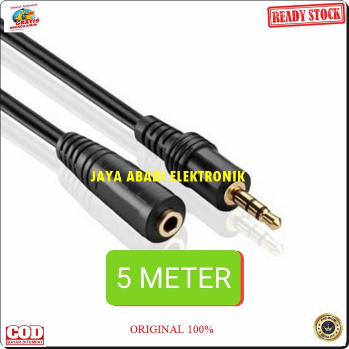 G476 ORIGINAL KABEL AUX 3.5 MM 5 METER EXTENSION JACK HP AUDIO SUARA SOUND SISTEM SAMBUNGAN PANJANG MALE FEMALE BAHAN BERSERAT TEBAL HARGA TERJANGKAU