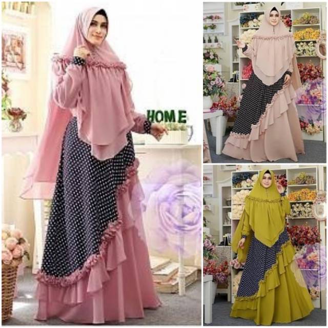 VICTORY - (COD) Syari Ekaria Hitam | Maxi Gamis Dress Wanita Hijab 2in1 Casual Style