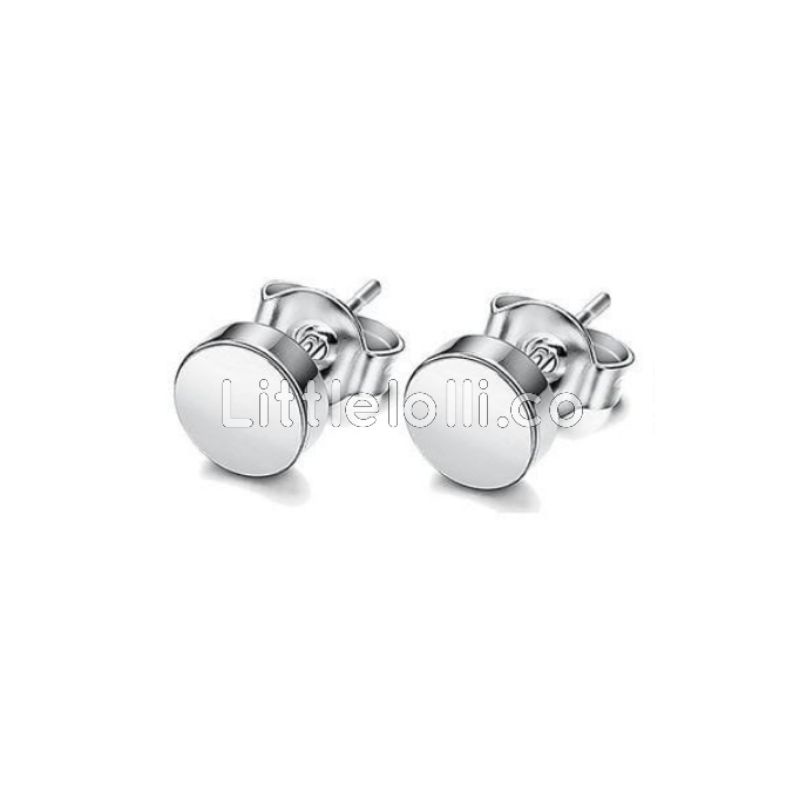 ANTING WANITA PRIA TITANIUM SWAROVSKI STUD EARING PREMIUM ANTIKARAT LITTLELOLLI.CO AKSESORIS TELINGA-T.Stud POLOS Silver