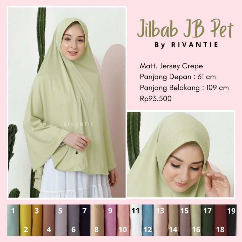 Jilbab Instan Jumbo Bergo JB Pet Hijab Jersey Crepe Rivantie