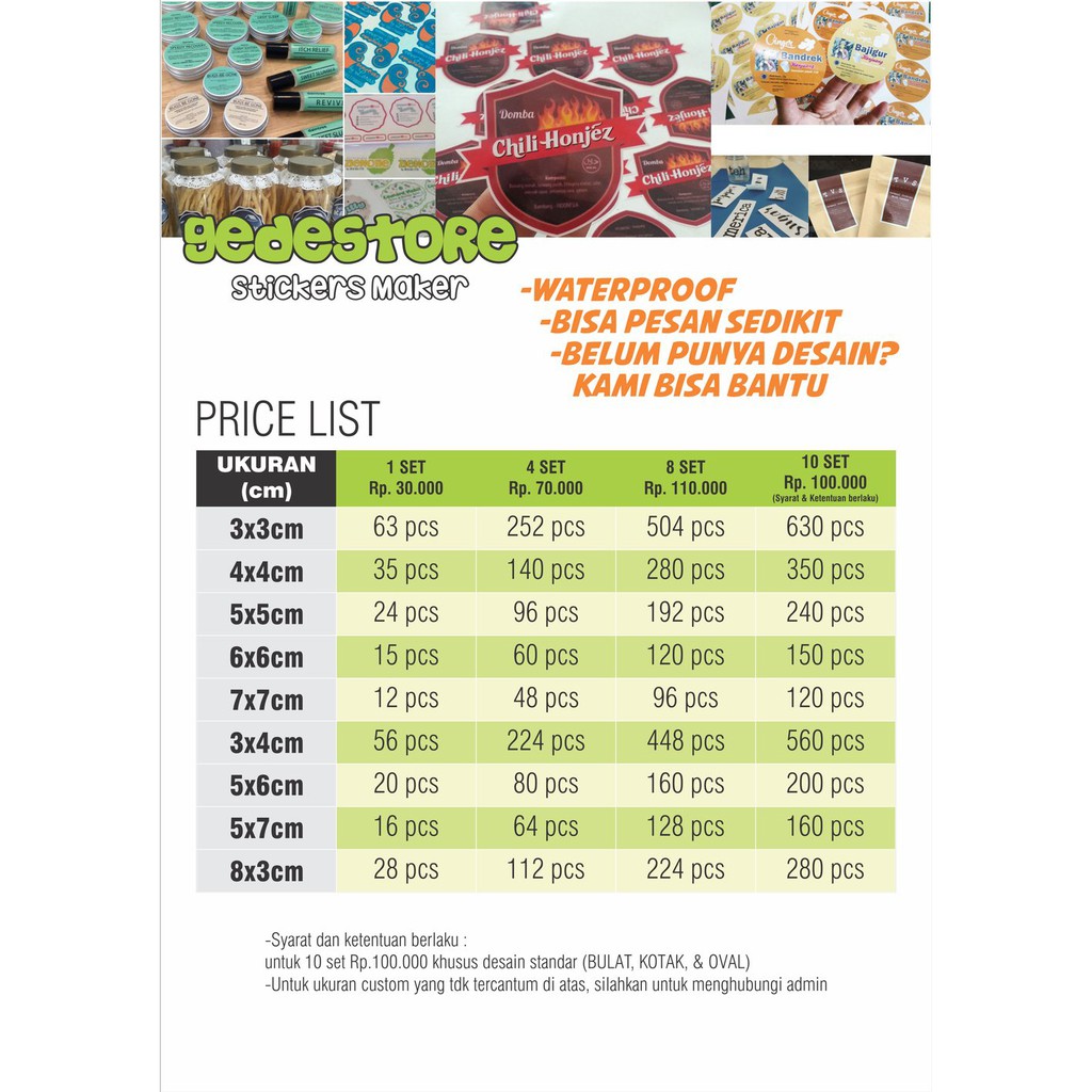 

Langsung Order Sticker label produk costum waterprooff terbaik