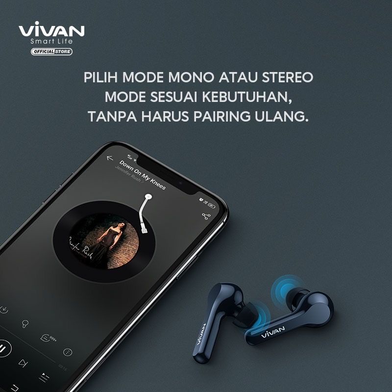 VIVAN T22O Headset Bluetooth Tws Smart Touch Earphone Wireless Waterproof IPX4 Original Vivan