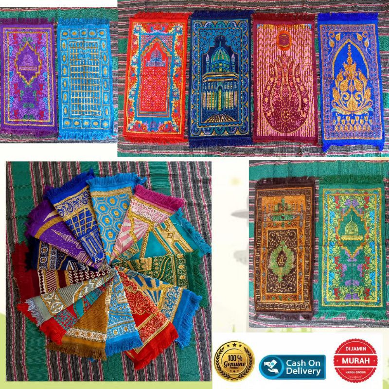 sejadah buludru kualitas import motif trendz ukuran 105x53/sejadah premium/sejadah traveling