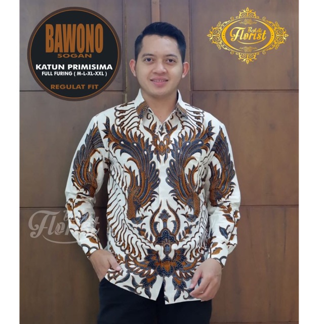 Batik Pria BAWONO SOGAN Katun Full Furing Murah