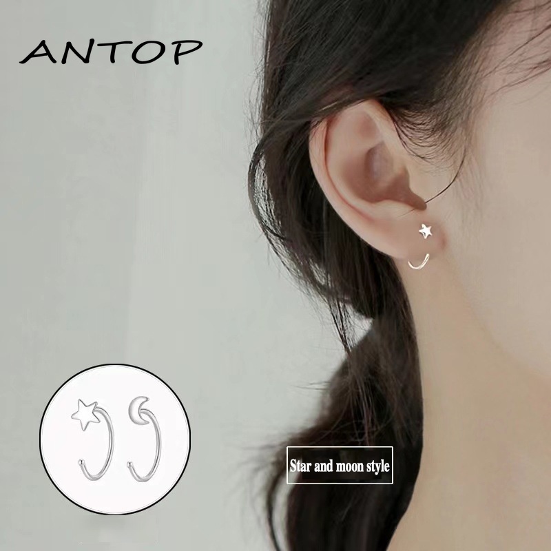 Fashion Sederhana Anting-Anting Kecil Kait Telinga Tindik Telinga Anti-Alergi Aksesoris Telinga Untuk Wanita ANTOP