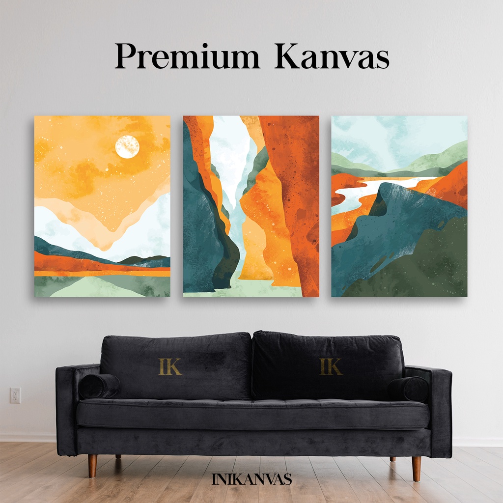 Lukisan Print Kanvas 30x40cm Motif Oil Painting Pemandangan Modern