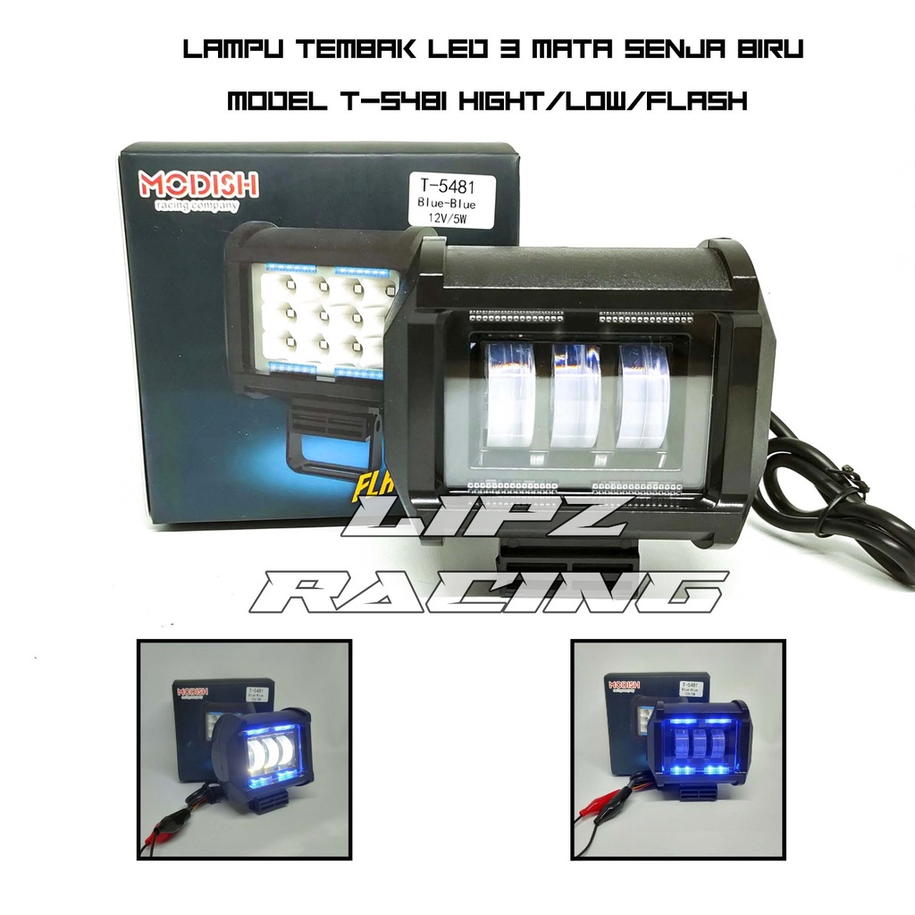 LAMPU TEMBAK LED 3MATA SENJA BIRU MODEL T-5481