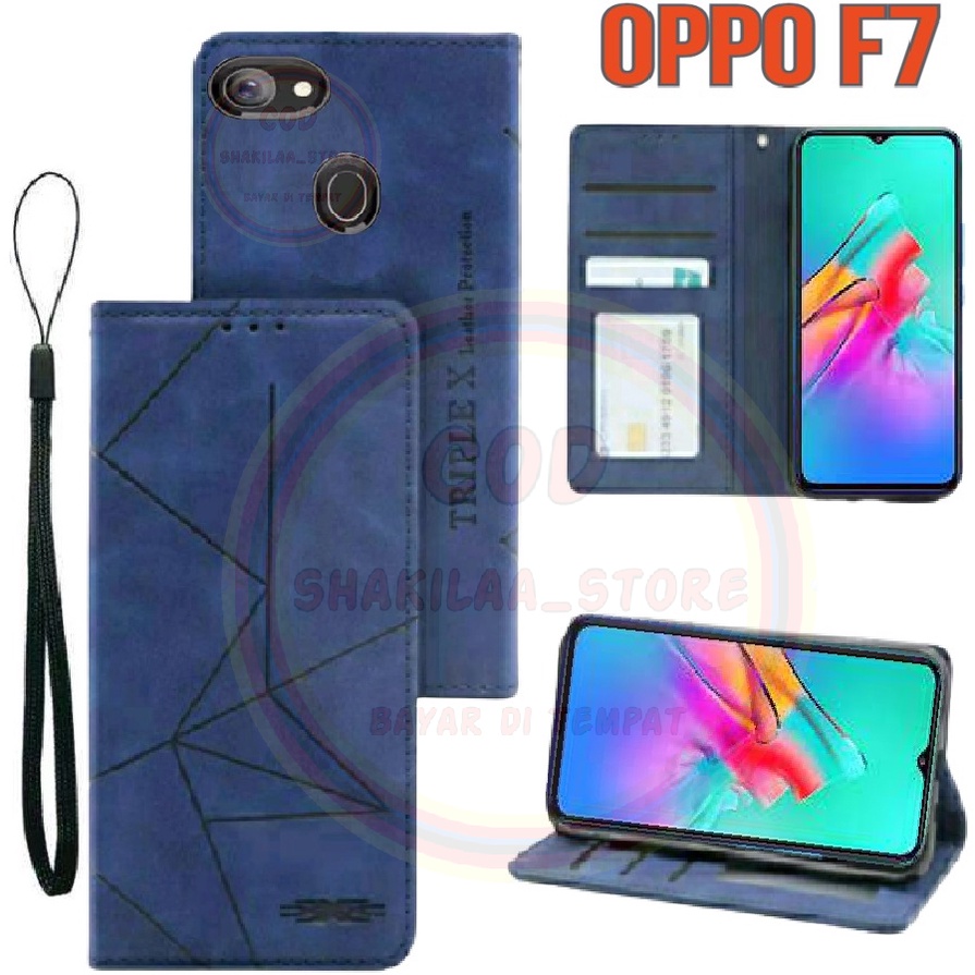 CASE HP OPPO F7 MOTIF- CASING DOMPET-FLIP COVER LEATHER-SARUNG HP