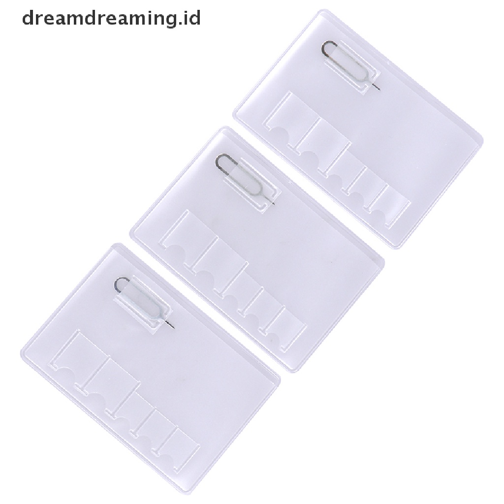 (dreamdreaming.id) 5pcs Case Transparan Universal Portable Holder 6 Kartu Sim Memory