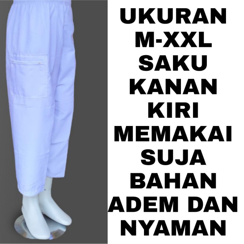 Celana Komprang Putih Sirwal Pria Pangsi Dewasa Cingkrang M - XXL Sholat Silat