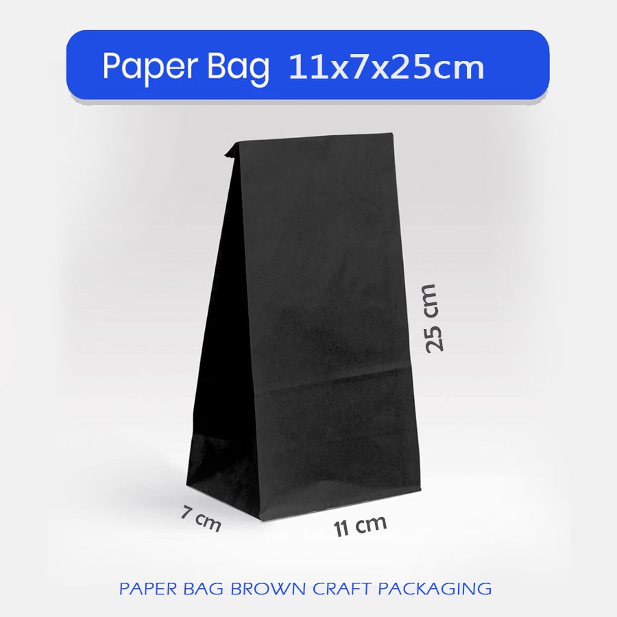 

Kantong Kertas Warna Hitam Polos 11x7x25 cm Papper Bag Kertas Kado Souvenir Packaging Online Shop