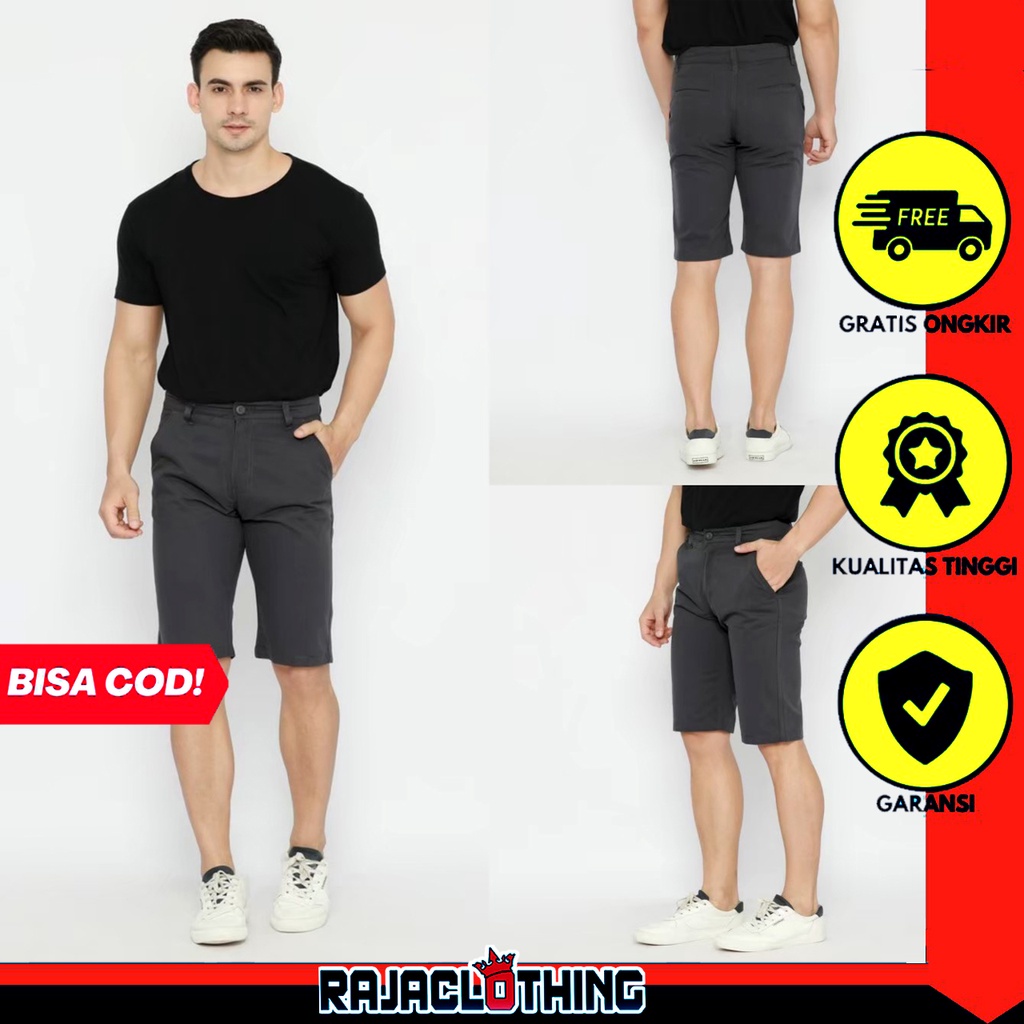 RCL - Short Pants Gray / Celana Chino Abu Abu Pendek Pria - Chino Premium Big Size S.M.L.XL 27 Sampai 34 Bahan Melar Impor