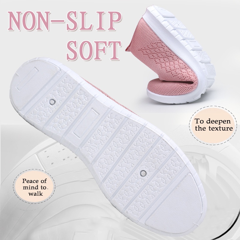 （COD）Batavia Sepatu Sepatu Slip On Wanita/ Sepatu Flyknit Shoes Wanita/ Women Shoes rajut empuk anti-slip anti-aus wanita A136 A6 A26-2