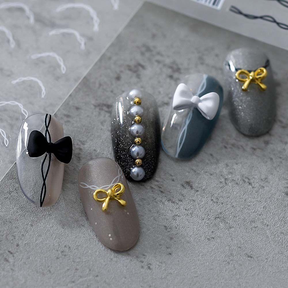 Mxbeauty Garis Stiker Kuku Grace Pesona Garis Grafis Kuku Decals Gaya Perancis Tidak Teratur DIY Nail Art Aksesoris