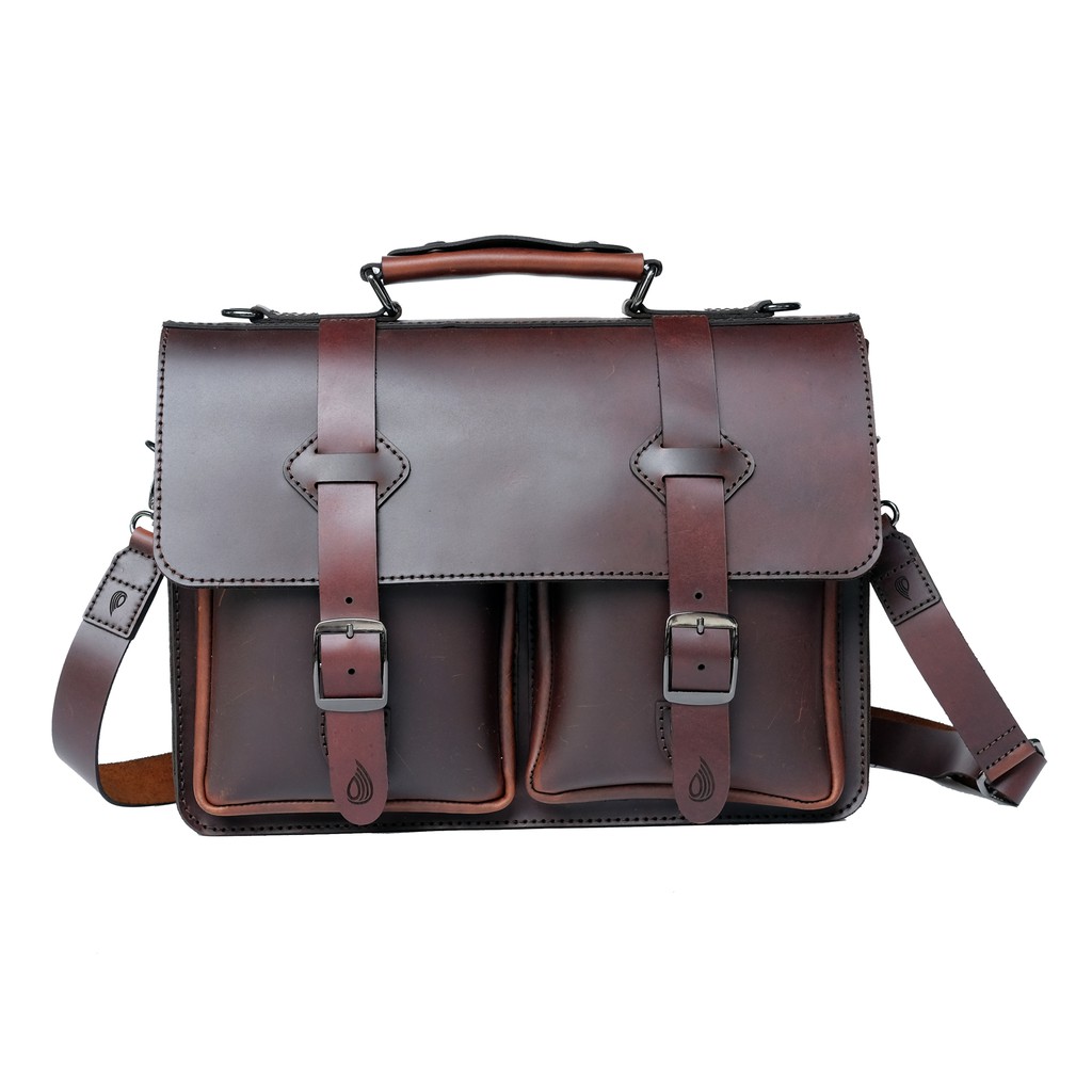 TAS KULIT ASLI | POSTMAN | RED BROWN | "FOSSA" | DROPLETS INDONESIA