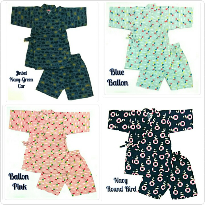 Size S M Jinbei GIRL BOY Simpel Yukata Kimono main Musim panas Anak Katun Jepang