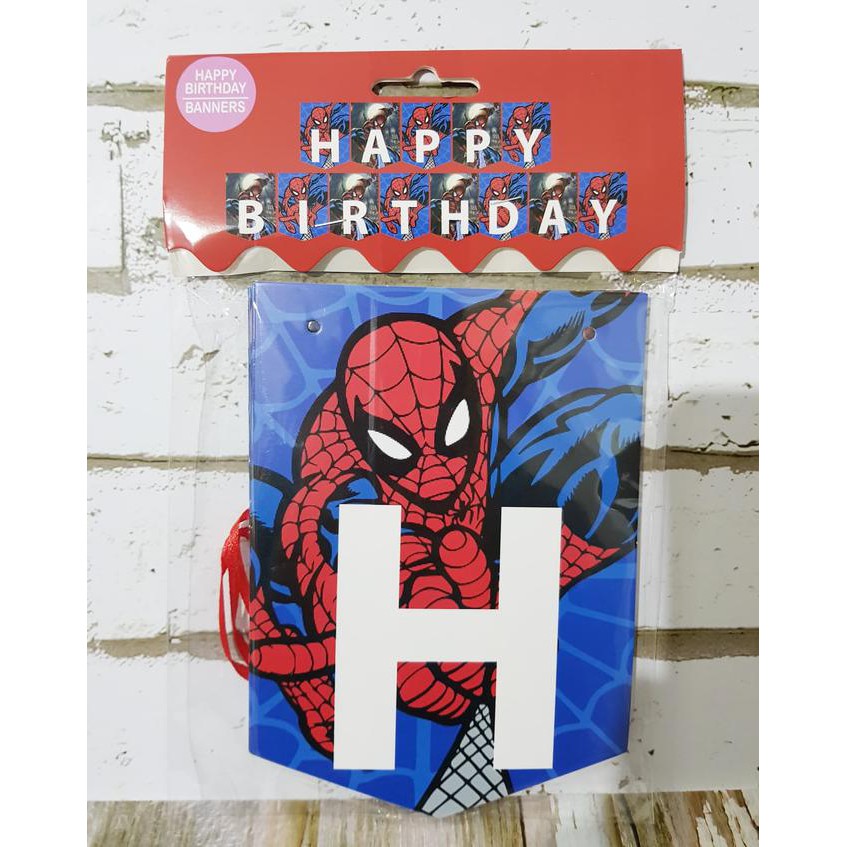 Bunting Flag Happy Birthday Spiderman/ Banner Hbd/ Perlengkapan Ultah -Ultah