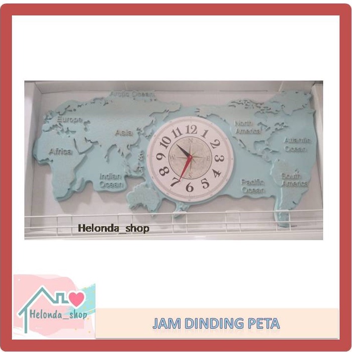 Jam Dinding Peta / Jam Dinding Atlas Dunia / Jam Dinding Biru
