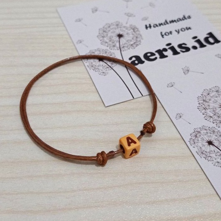 Gelang Inisial Huruf / Gelang Nama / Gelang Couple [COKELAT TUA]