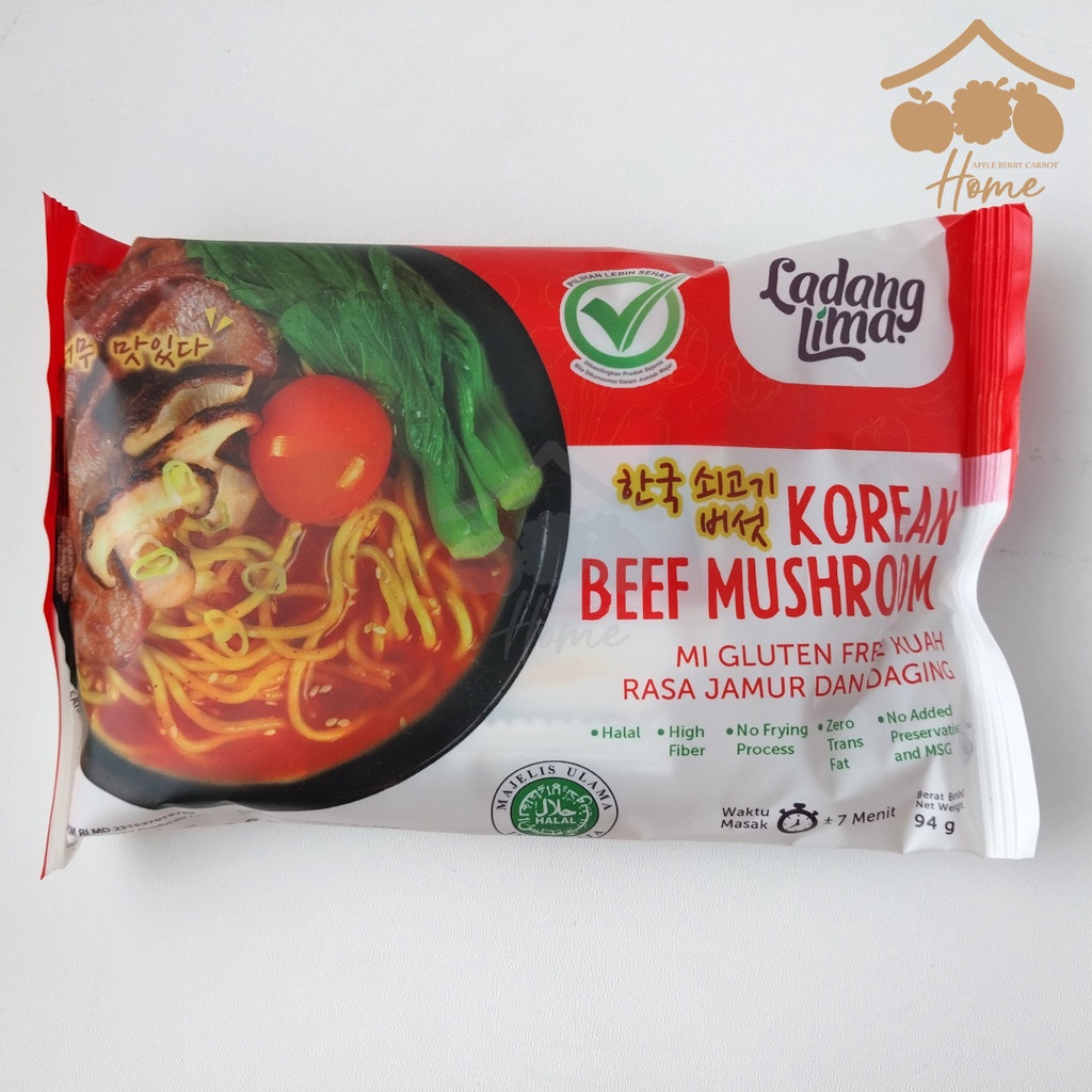 

Ladang Lima Korean Noodle Beef Mushroom 94gr mie gluten free mi instan