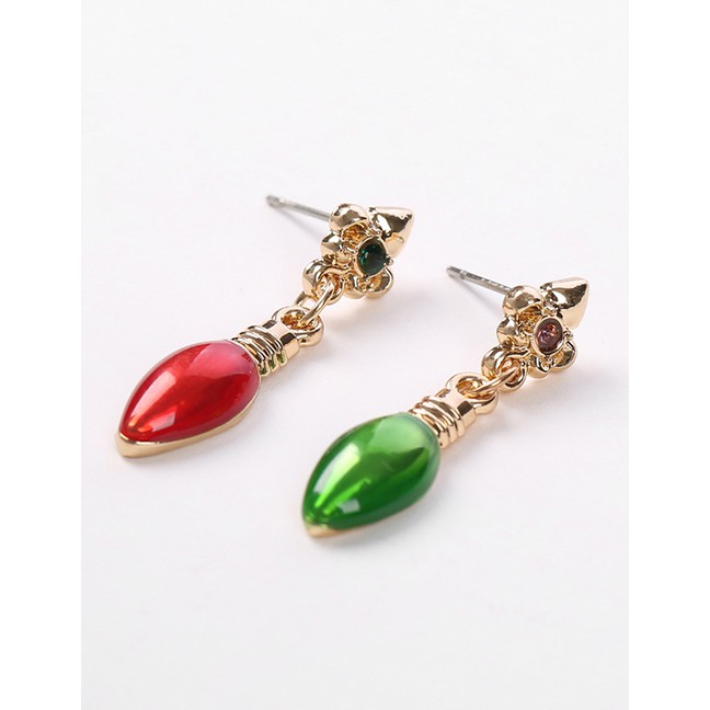 LRC Anting Tusuk Fashion Traffic Light Christmas Tree Red Light Green Light Asymmetrical Earrings