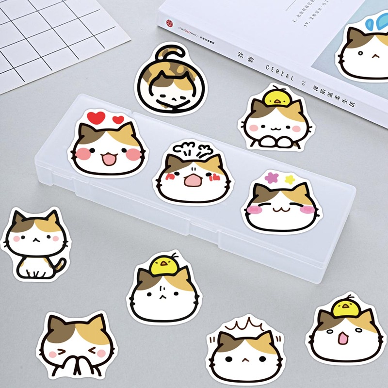 40 buah bunga lucu kain kucing stiker kartun lucu Kitty diary stiker ponsel case tangan Buku stiker