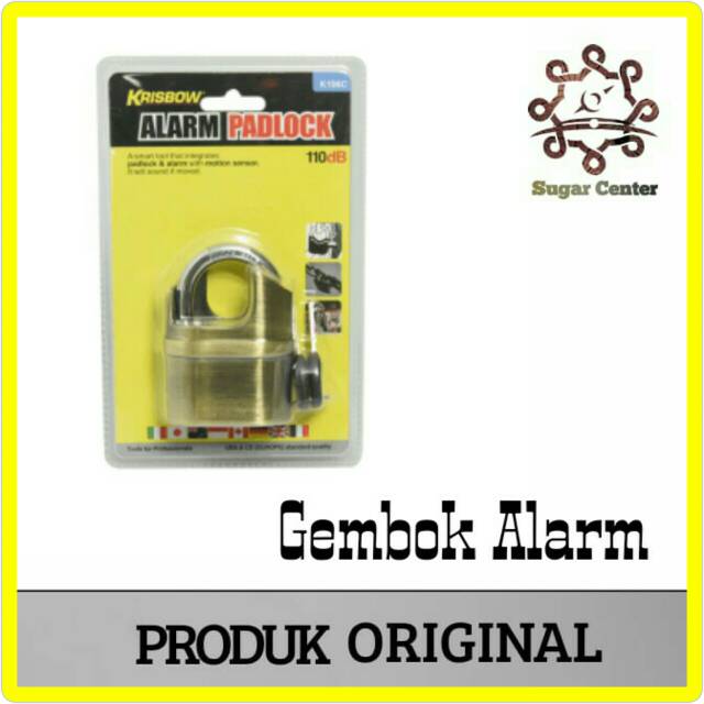 Krisbow Gembok Alarm/Kunci Pengaman/Alarm Padlock K106c Gold