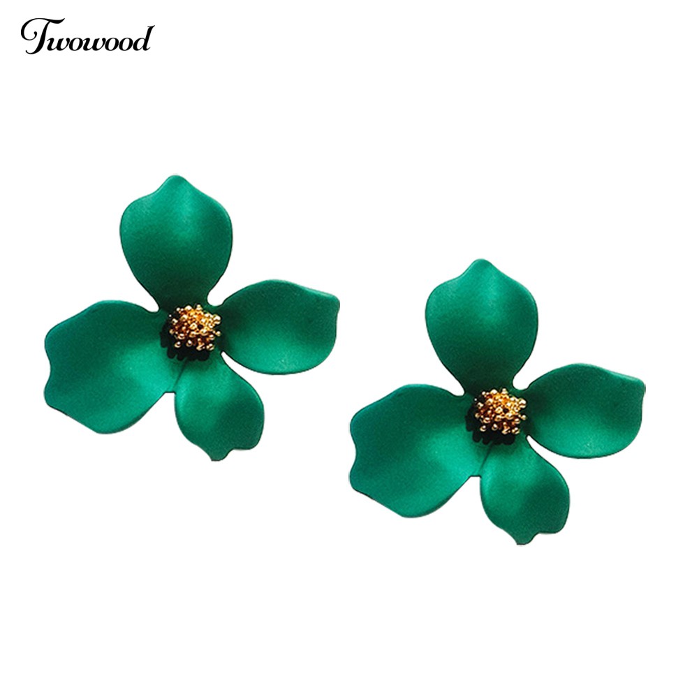 Twowood Fashion Girls Flower Ear Studs All-match Date Party Travel Earrings