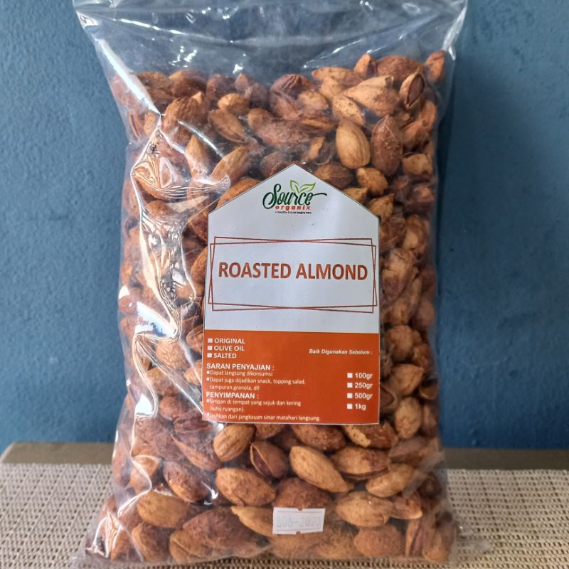 

(1 kg) Roasted Almond - Kacang Almond Panggang Premium merk source organix