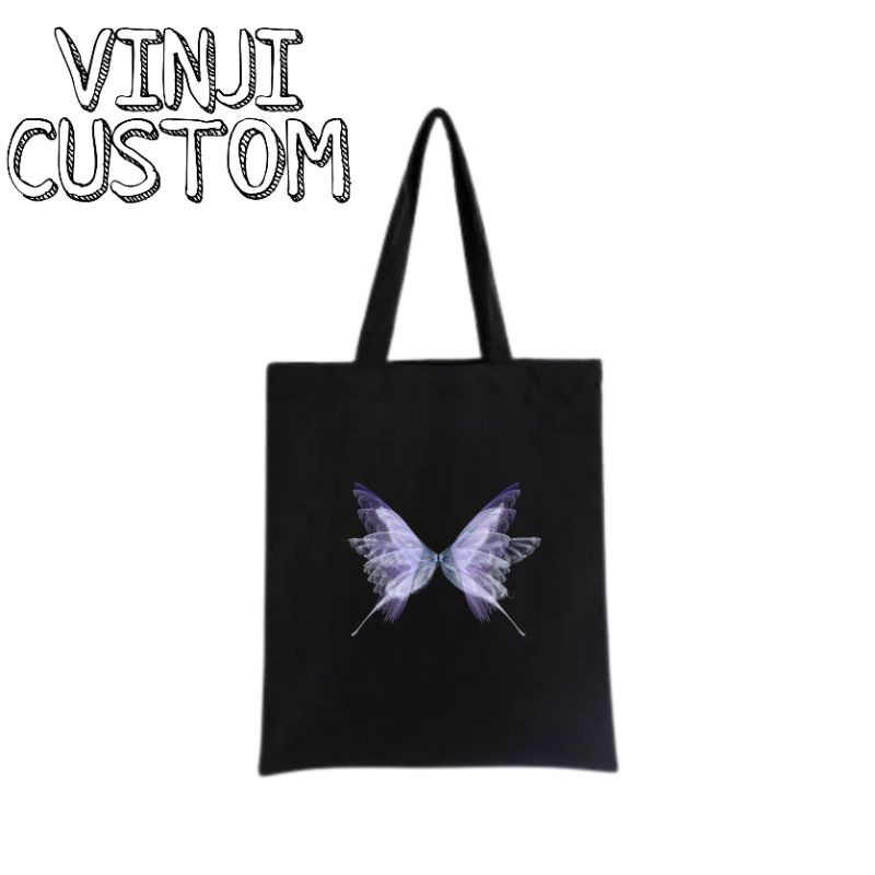 Tote bag BUTTERFLY / tote bag resleting / totebag hitam / totebag wanita / tote bag pria / tas tote 