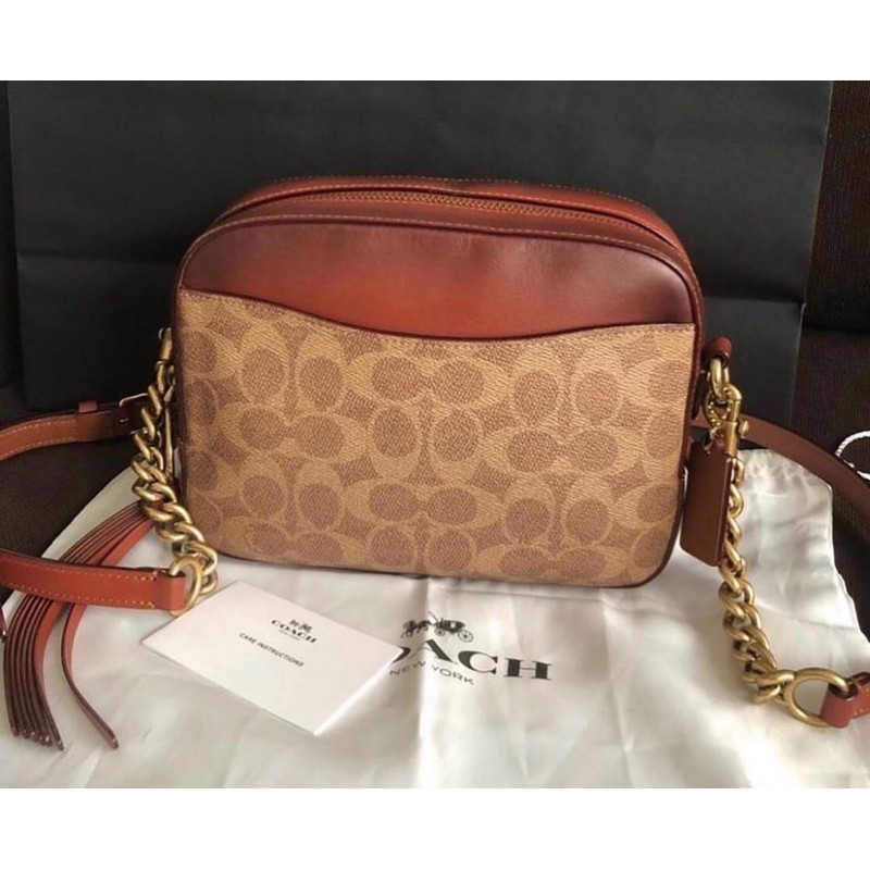 coach camera bag tan rust pl