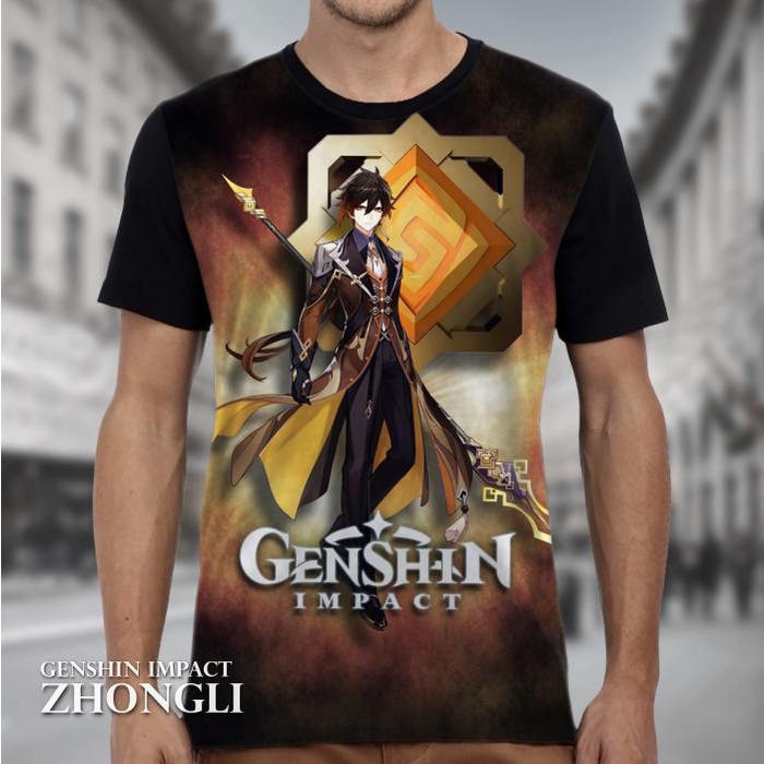 KAOS GENSHIN IMPACT ZHONGLI Baju Tshirt Gaming Baju Genshin Wibu Distro Keren Premium Dewasa dan Ana