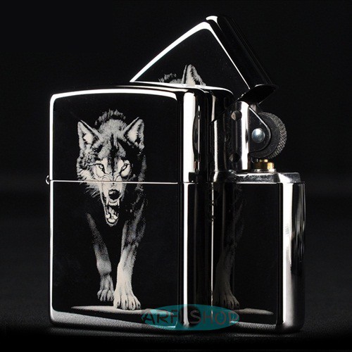 Korek  Gas Zippo Black Ice Wolf