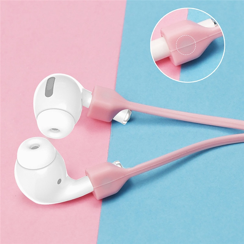 Strap Leher Bahan Silikon Lembut Anti Hilang Untuk Earphone