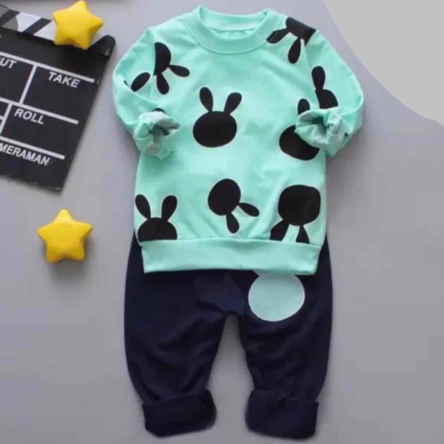 Baju setelan anak dengan bahan katun / rabbit head / kode B02