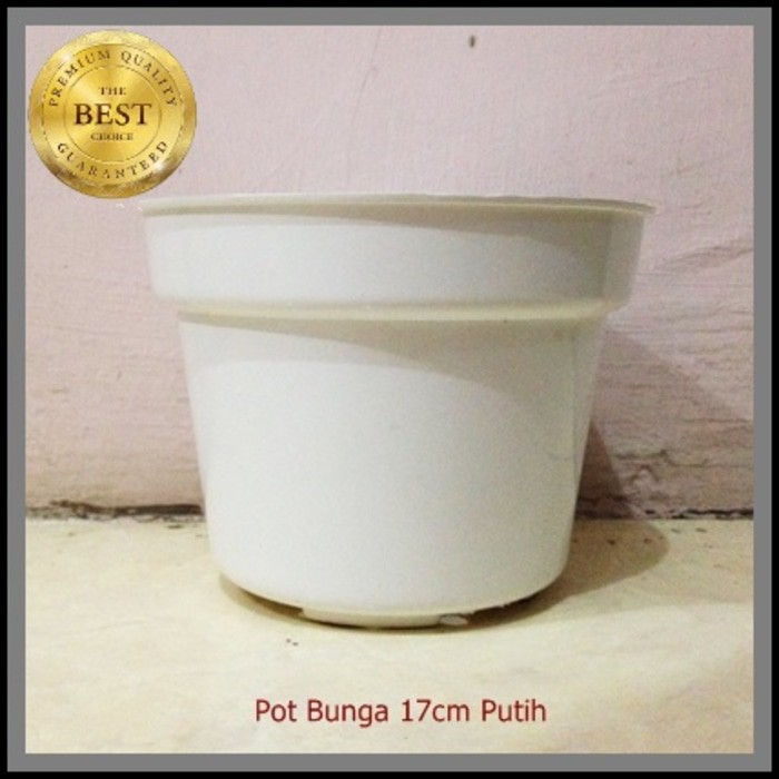 Pot Bunga 17CM Putih Serat - Pot Tanaman Hias Plastik Cantik 17 Cm Grosir