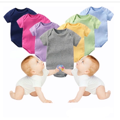 Jumper Pendek Polos Bayi / Jumper Baju Bayi Lengan Pendek Bodysuits Katun Polos Jumpsuit Baby