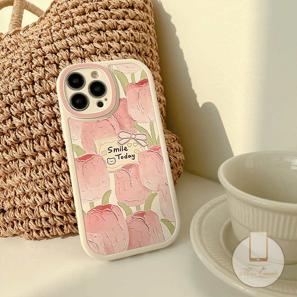 Xiaomi Redmi 12C A1 9T 9C 10C 10 9 9A 9C NFC Redmi Note10 8 9 Note 11 Pro 9s 9Pro 11s 10s Note 11 10Pro Max Mi POCO F4 K40s M3 X3 Pro X3 NFC Pink Fresh Tulip Case TPU Lembut Bunga